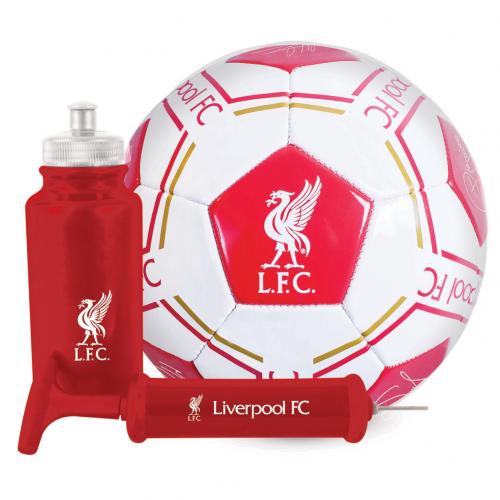 FC Liverpool fotbalový set water bottle - hand pump - size 5 ball