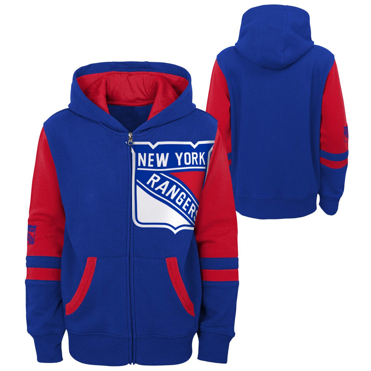 New York Rangers dětská mikina s kapucí faceoff colorblocked fleece full-zip