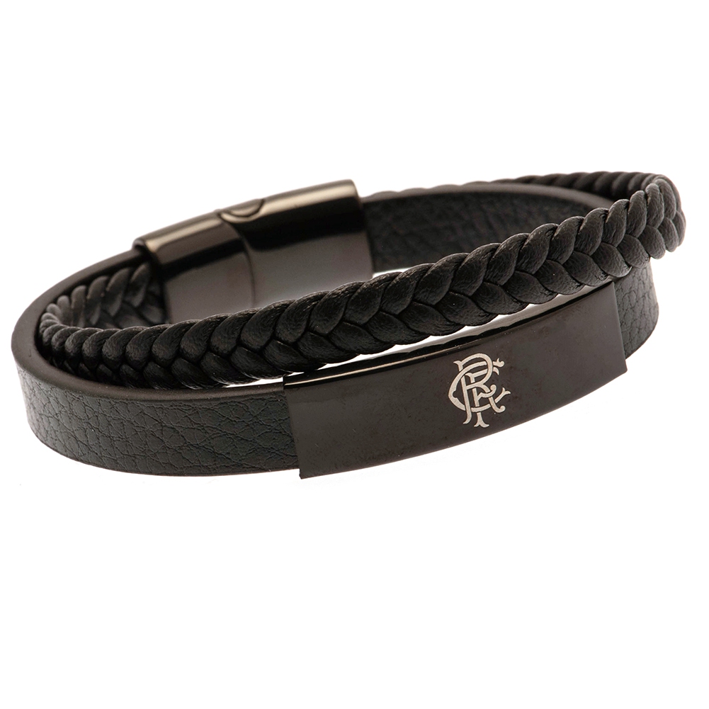 FC Rangers náramek Black IP Leather Bracelet