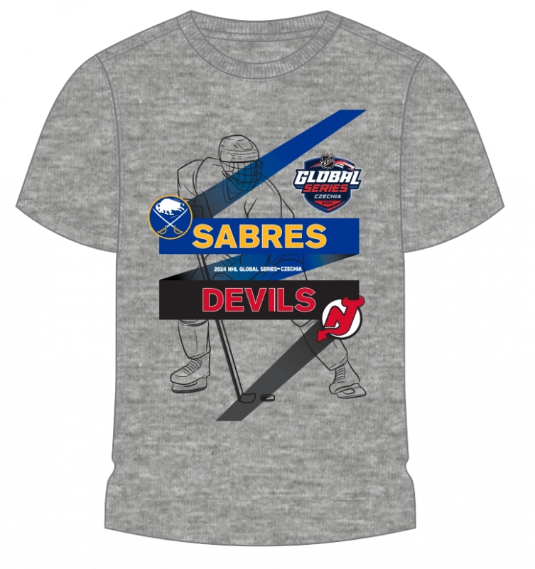 NHL produkty dětské tričko NHL Global Series 2024 Czechia Buffalo Sabres vs New Jersey Devils Match-Up Graphic Tee