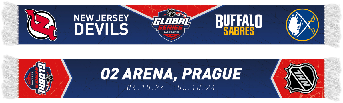NHL produkty zimní šála NHL Global Series 2024 Czechia Buffalo Sabres vs New Jersey Devils Friendship Printed