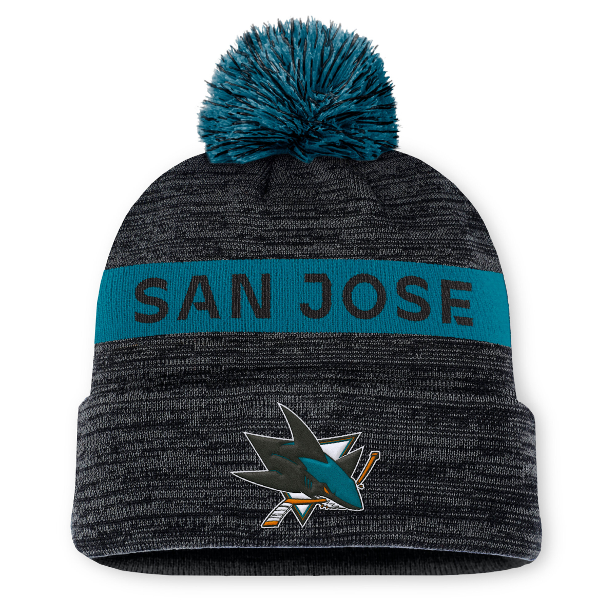 San Jose Sharks zimní čepice Authentic Pro Rink Beanie Cuff With POM