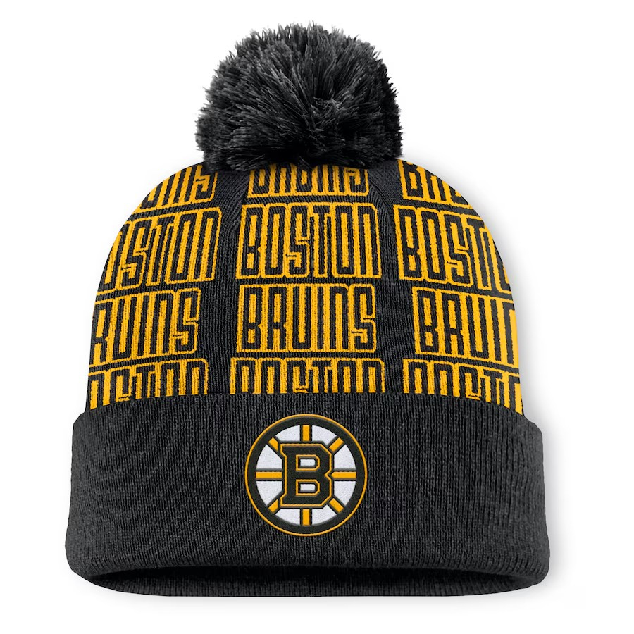 Boston Bruins zimní čepice Fundamental Empty Net Cuffed Knit Hat with Pom Black