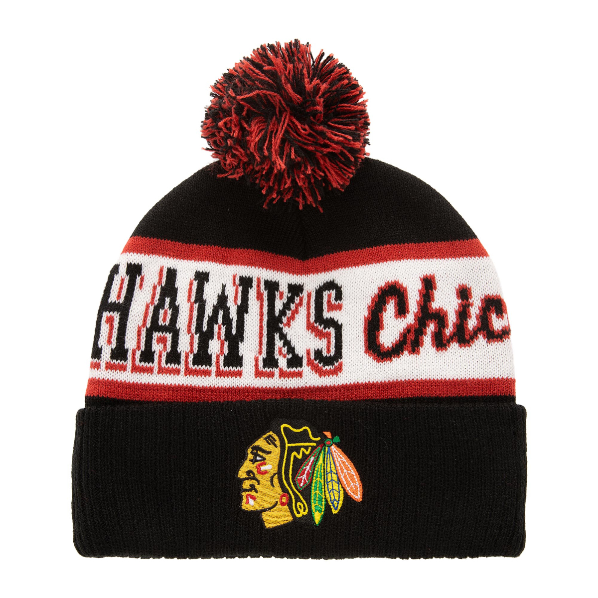 Chicago Blackhawks zimní čepice Block Sweep Pom Knit