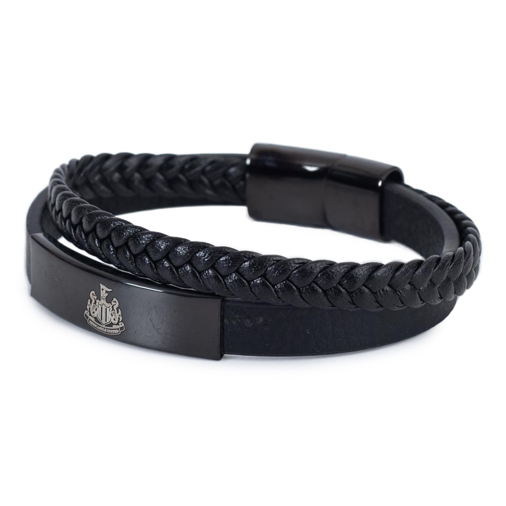 Newcastle United kožený náramek Black IP Leather Bracelet