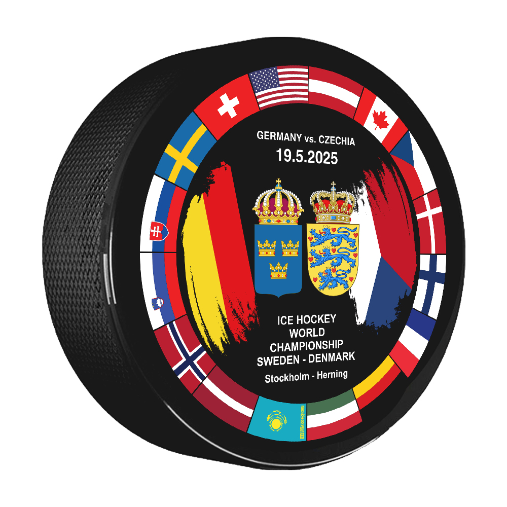 Hokejové reprezentace puk Ice Hockey World Championship Sweden | Denmark MS 2025 Dueling 19.05.2025 Germany vs. Czechia