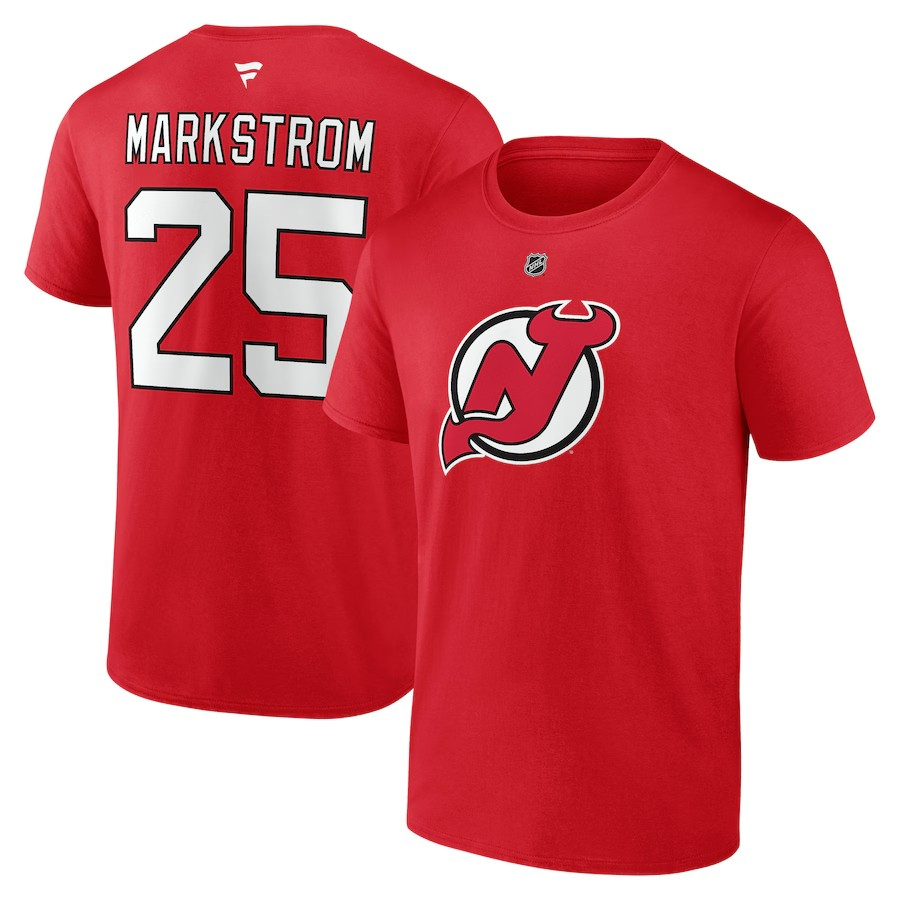 New Jersey Devils pánské tričko Jacob Markstrom #25 New Jersey Devils Authentic Stack Name & Number red