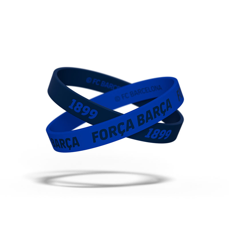 FC Barcelona dětský gumový náramek Locked blue