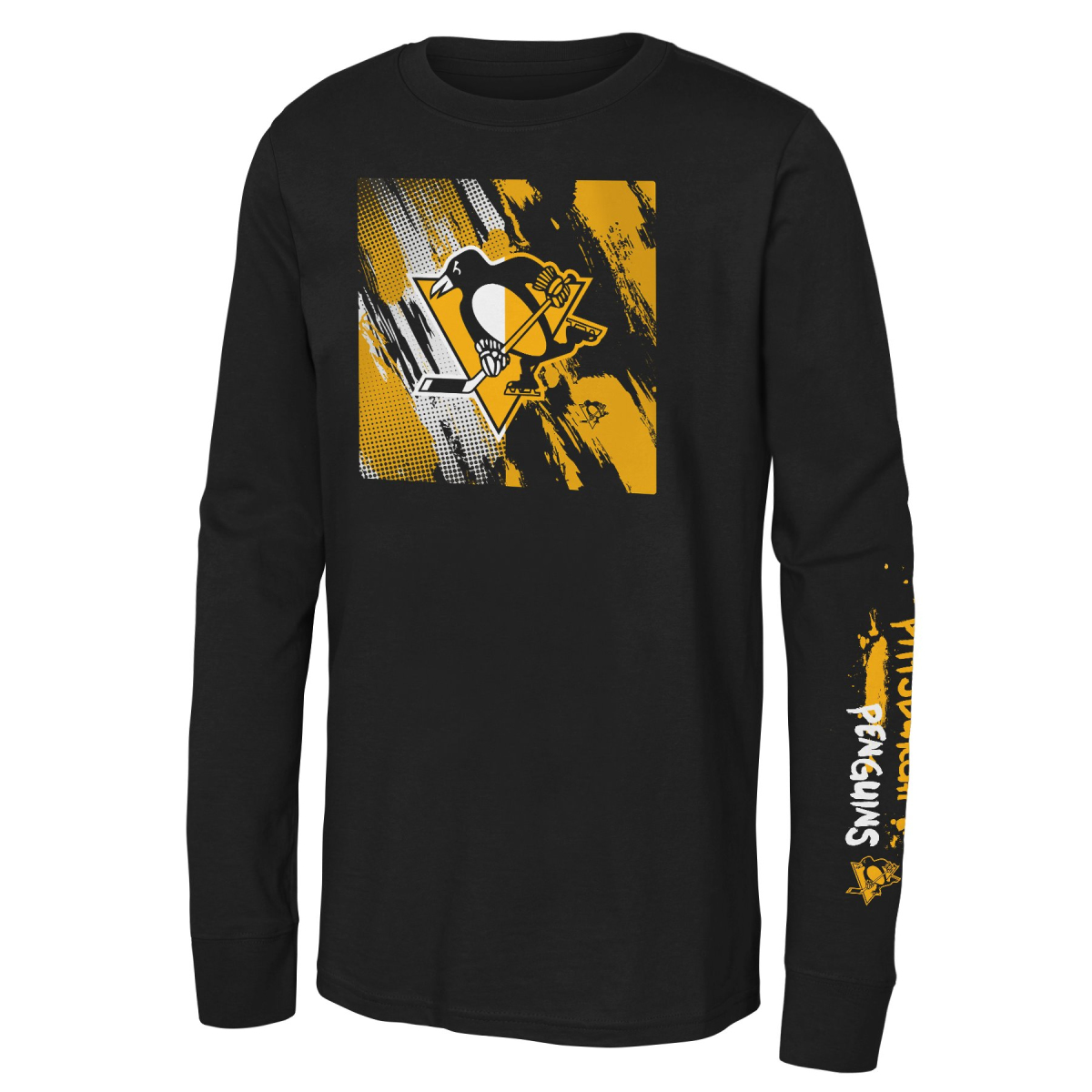 Pittsburgh Penguins dětské tričko s dlouhým rukávem Half & Half Ls Ctn black