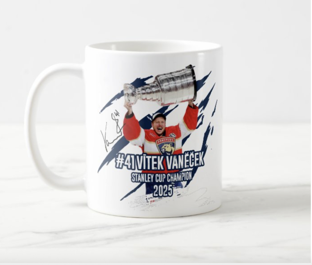 Florida Panthers hrníček Vítek Vaněček #92 Stanley Cup Champion 2025