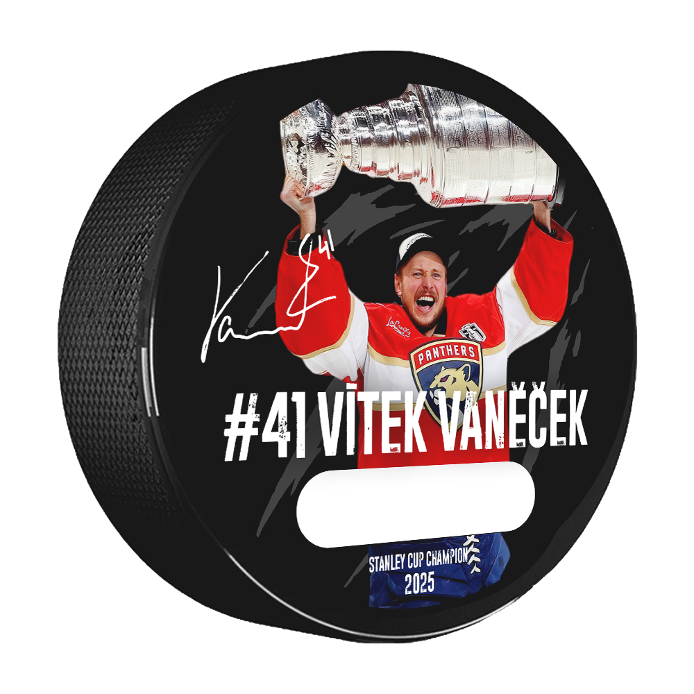 Florida Panthers podpisový puk Vítek Vaněček #92 Stanley Cup Champion 2025