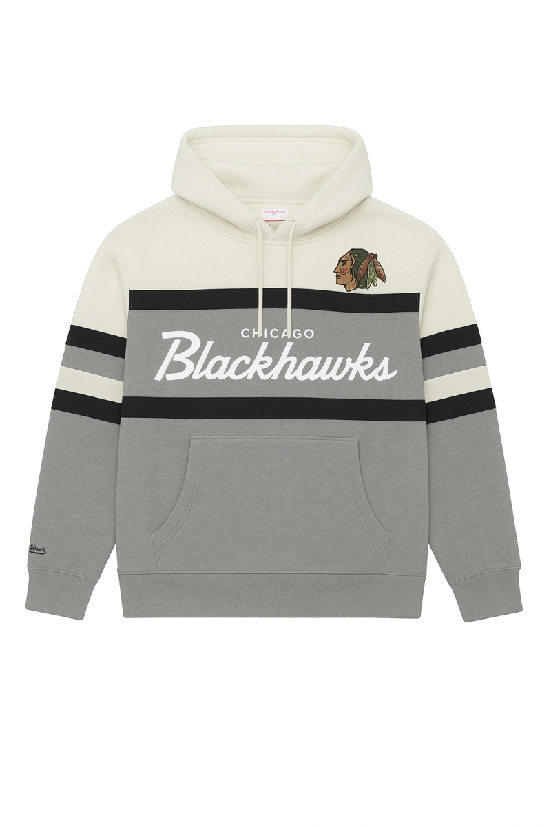 Chicago Blackhawks pánská mikina s kapucí Head Coach Hoodie Current Logo grey