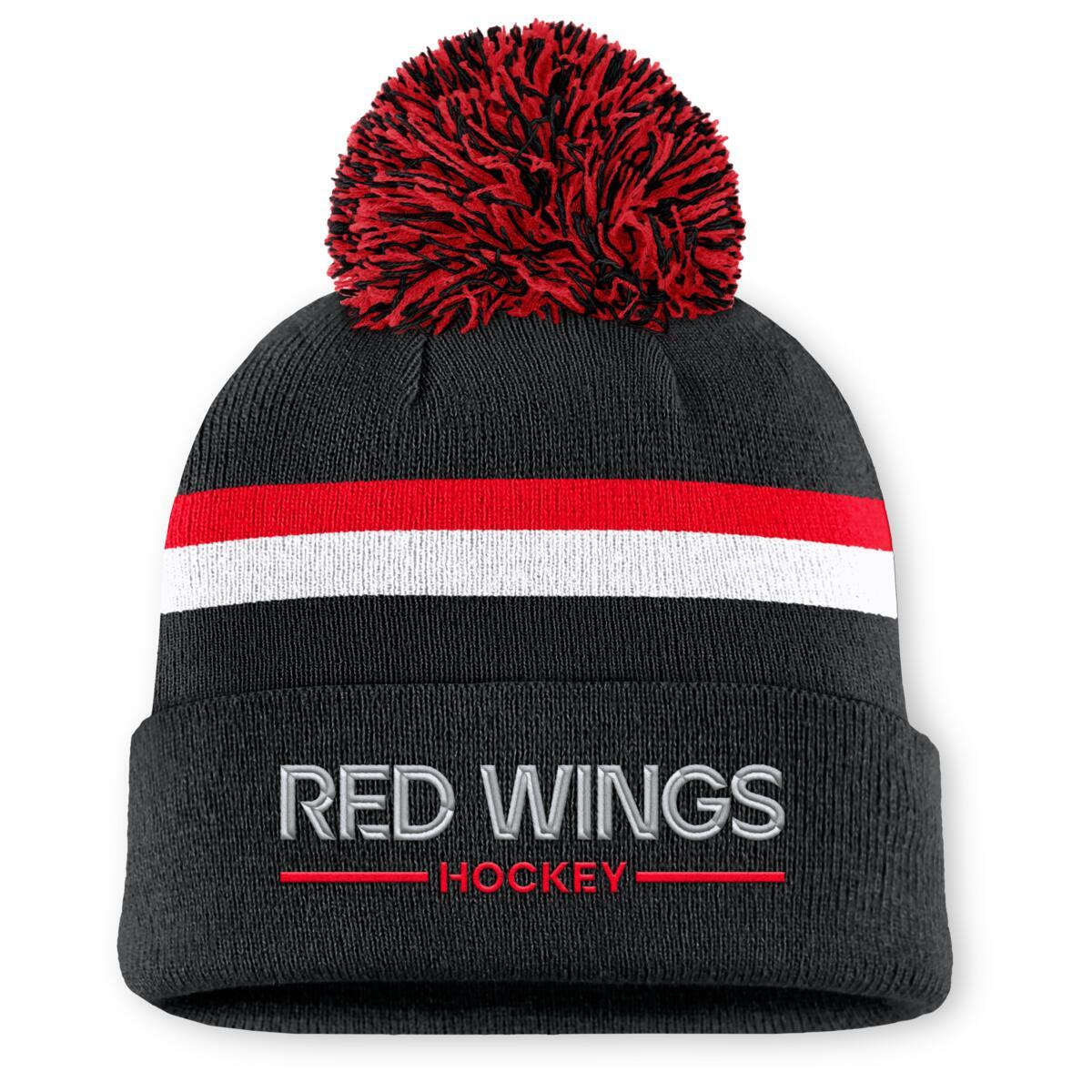 Detroit Red Wings dámská zimní čepice Authentic Pro W/Cap Cuffed Pom Beanie