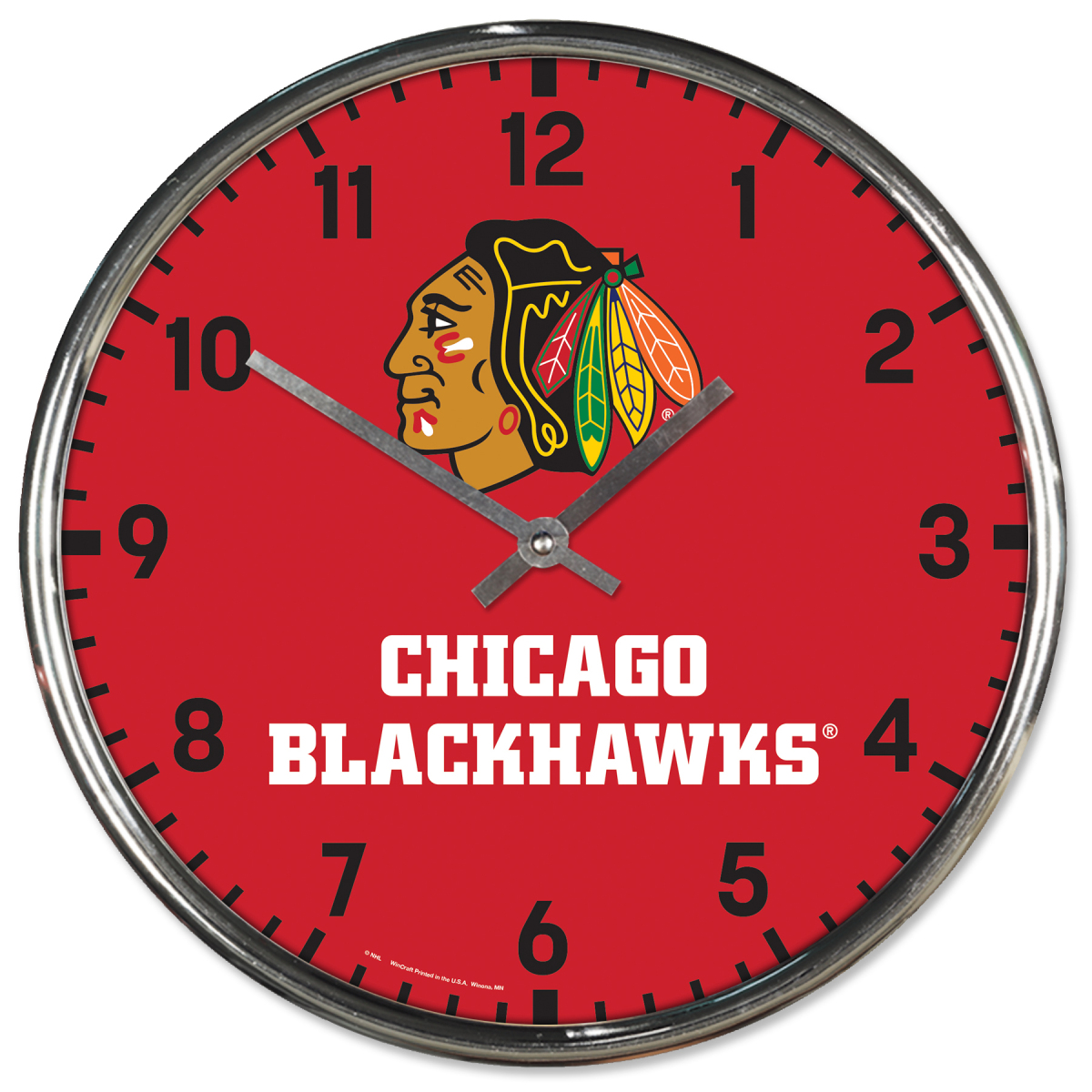 Chicago Blackhawks nástěnné hodiny Chrome