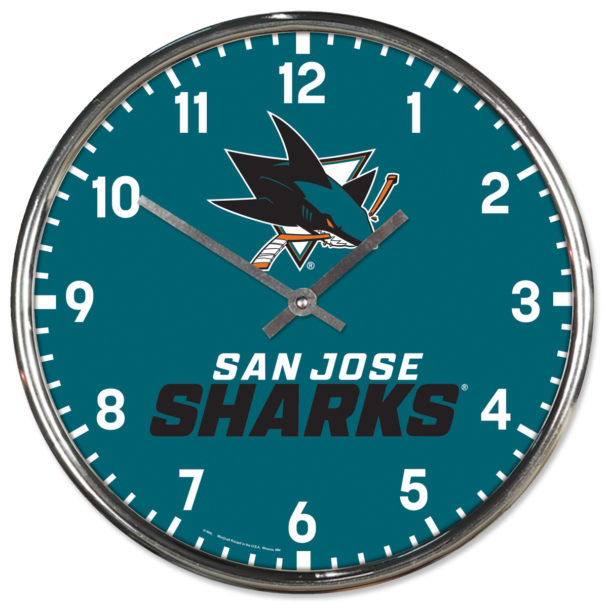 San Jose Sharks nástěnné hodiny Chrome