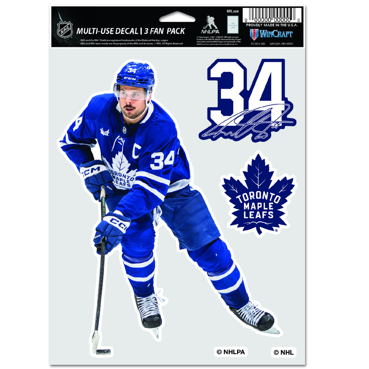 Toronto Maple Leafs samolepky Auston Matthews Multi Use 3 Fan Pack Decal