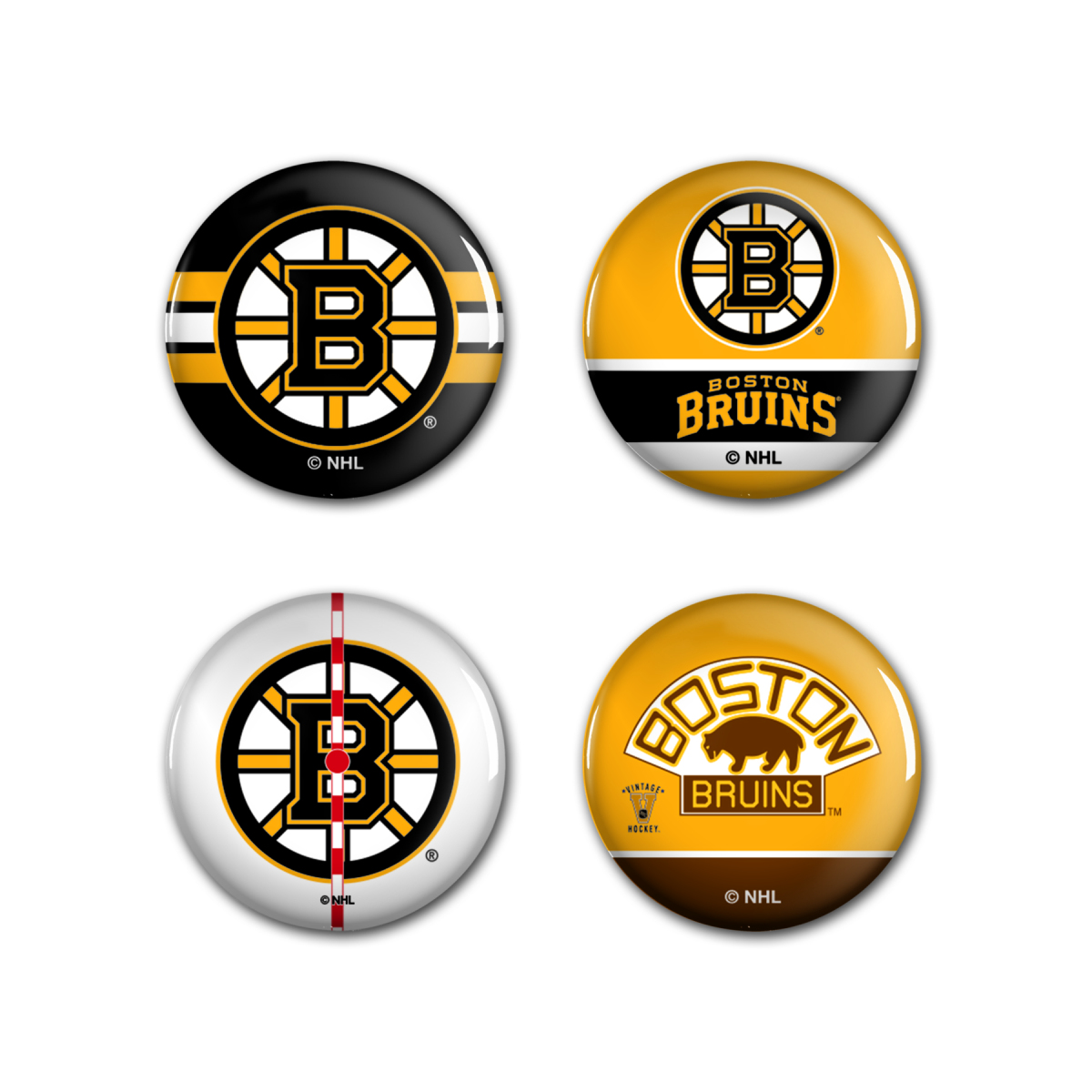 Boston Bruins placka Button 4 Pack