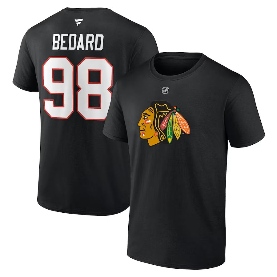 Chicago Blackhawks pánské tričko Connor Bedard #98 Name & Number Black