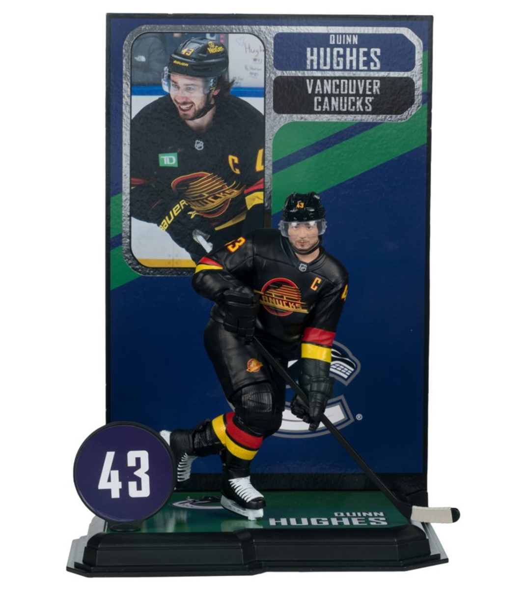 Vancouver Canucks figurka Quinn Hughes #43 SportsPicks Black Jersey