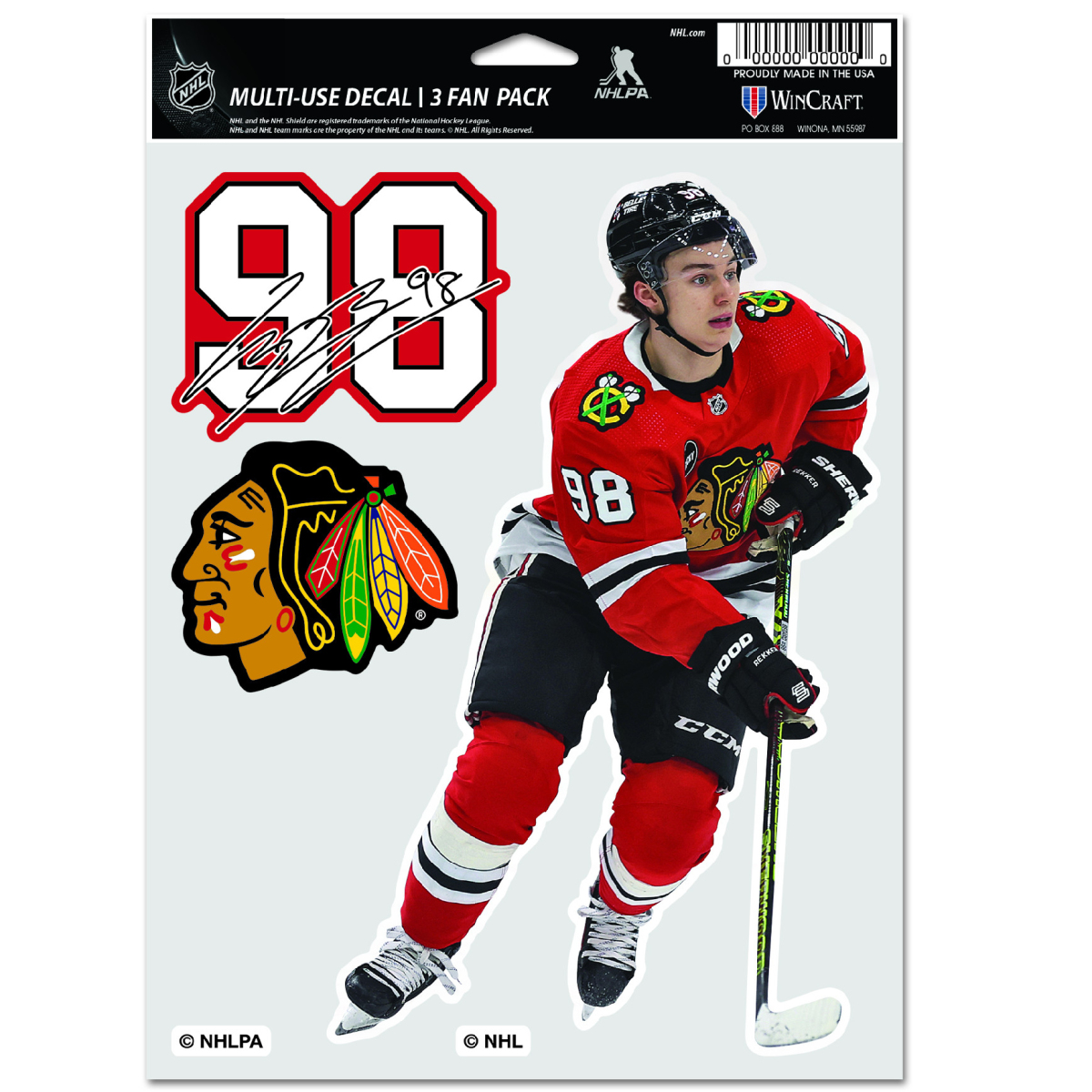 Chicago Blackhawks samolepky Connor Bedard Multi Use 3 Fan Pack Decal