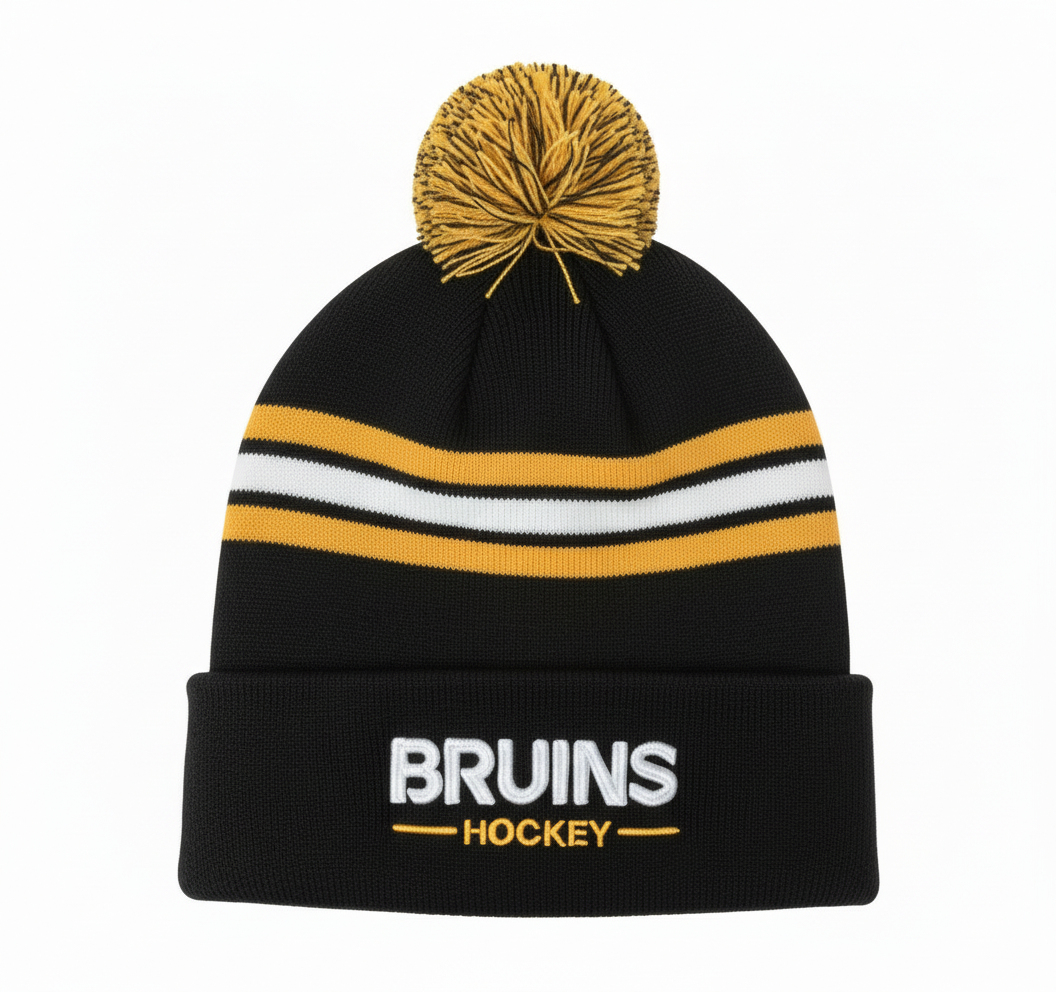 Boston Bruins dámská zimní čepice Authentic Pro W/Cap Cuffed Pom Beanie