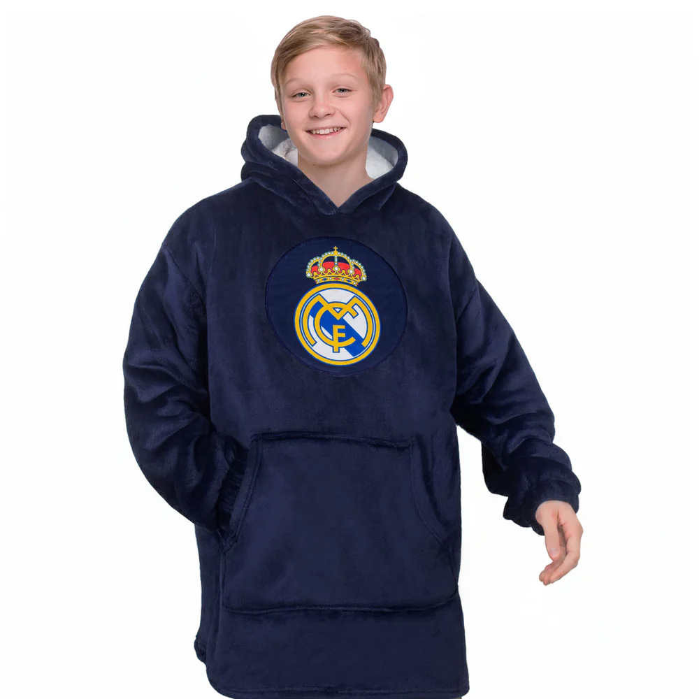 Real Madrid dětská mikina s kapucí oversize blanket navy