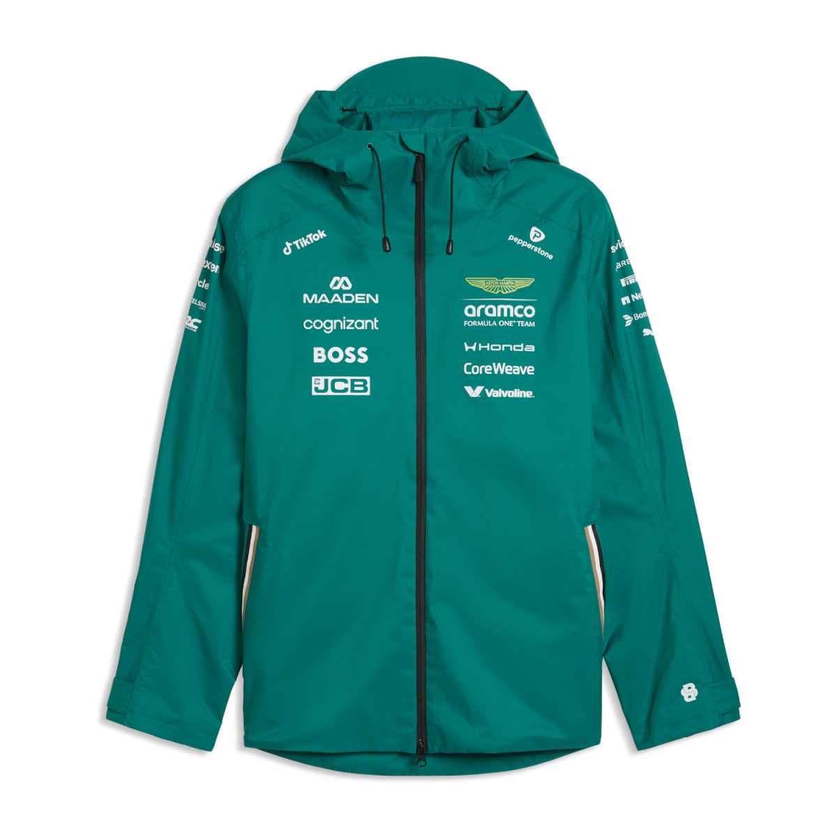 Aston Martin pánská bunda s kapucí Rain green official Teamline Replica F1 Team 2026