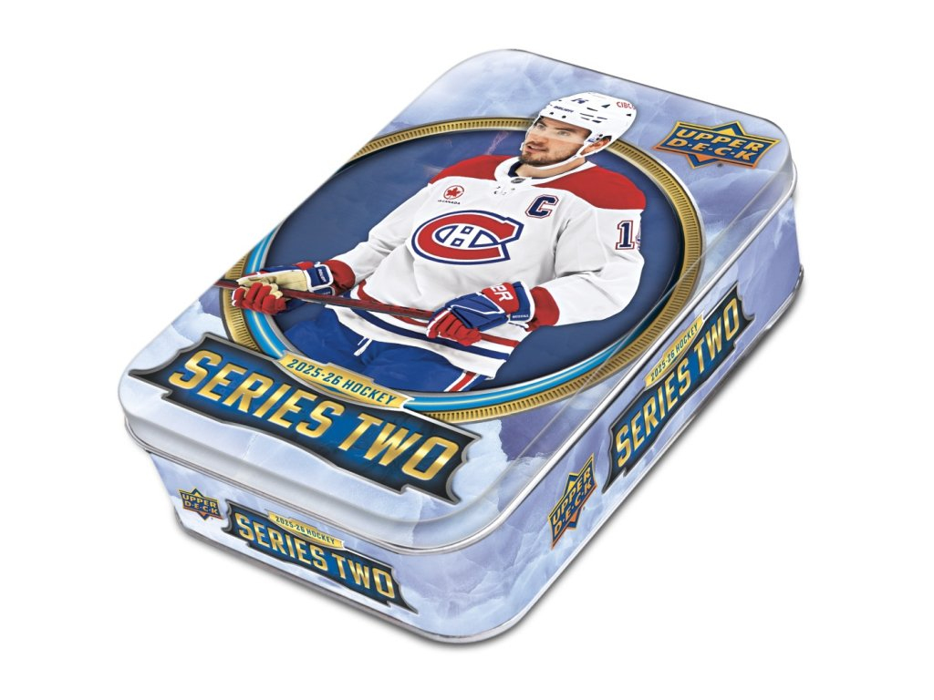 NHL boxy hokejové karty NHL 2025-26 Upper Deck Series 2 Tin Box