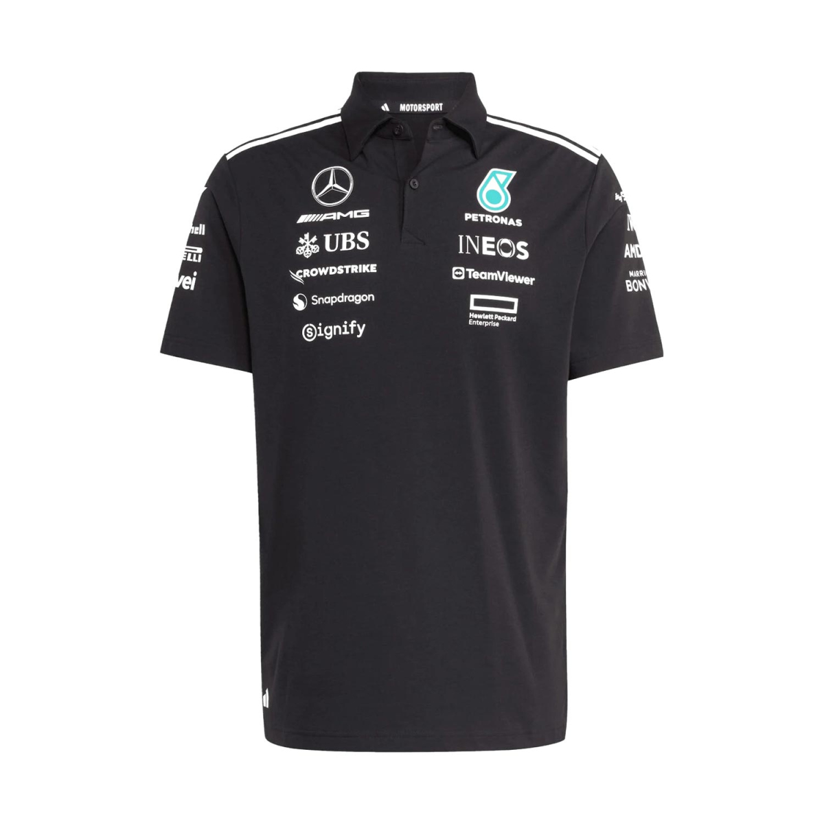 Mercedes AMG Petronas pánské polo tričko black official Teamline Replica F1 Team 2025