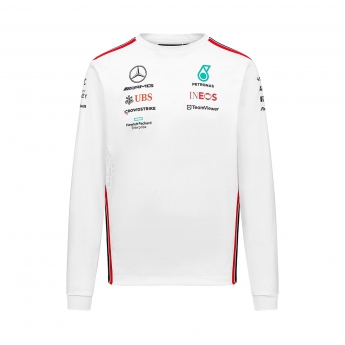 Mercedes AMG Petronas pánské tričko s dlouhým rukávem official white F1 Team 2023