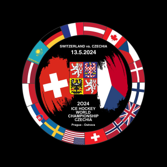 Hokejové reprezentace puk Ice Hockey World Championship Czechia MS 2024 Dueling 13.5.2024 Switzerland vs. Czechia