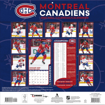 Montreal Canadiens kalendář 2025 Wall Calendar