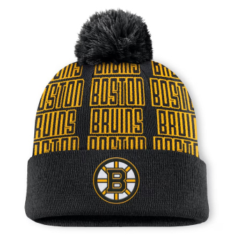 Boston Bruins zimní čepice Fundamental Empty Net Cuffed Knit Hat with Pom Black