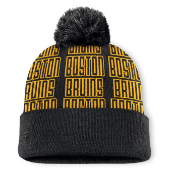Boston Bruins zimní čepice Fundamental Empty Net Cuffed Knit Hat with Pom Black