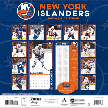 New York Islanders kalendář 2025 Wall Calendar