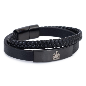 Newcastle United kožený náramek Black IP Leather Bracelet