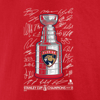 Florida Panthers pánské tričko 2025 Stanley Cup Champions Signature Roster red
