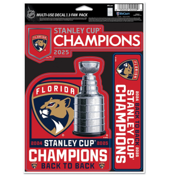 Florida Panthers set samolepek 2025 Stanley Cup Champions 3-Pack Fan
