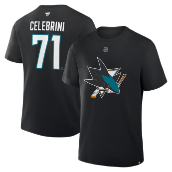 San Jose Sharks pánské tričko Macklin Celebrini #71 Authentic Stack Name and Number black