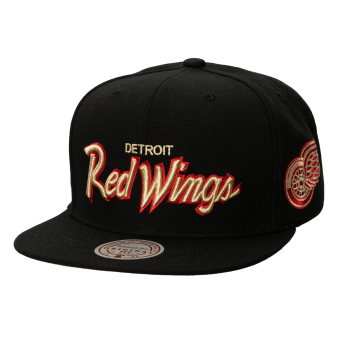 Detroit Red Wings čepice flat kšiltovka Cream Script Snapback black