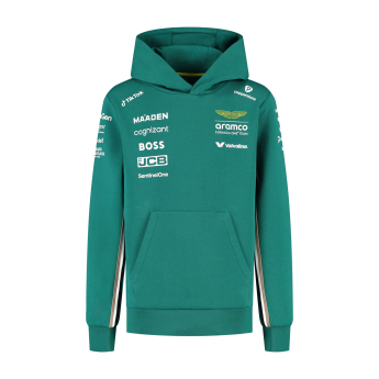 Aston Martin dětská mikina s kapucí official Teamline Replica green F1 Team 2025