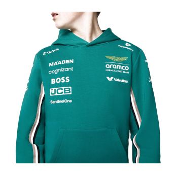 Aston Martin dětská mikina s kapucí official Teamline Replica green F1 Team 2025