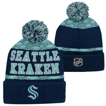 Seattle Kraken dětská zimní čepice Puck Pattern Cuffed Pom