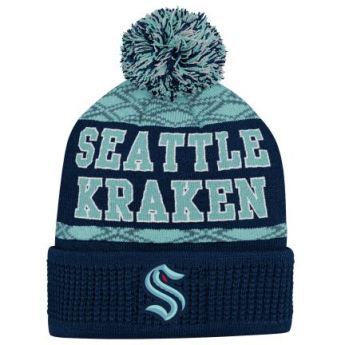 Seattle Kraken dětská zimní čepice Puck Pattern Cuffed Pom