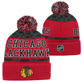 Chicago Blackhawks dětská zimní čepice Puck Pattern Cuffed Pom