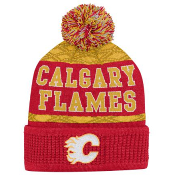 Calgary Flames dětská zimní čepice Puck Pattern Cuffed Pom
