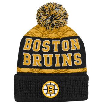 Boston Bruins dětská zimní čepice Puck Pattern Cuffed Pom