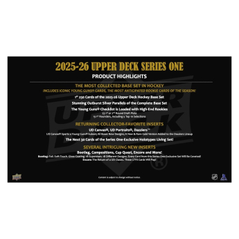 NHL boxy hokejové karty NHL 2025-26 Upper Deck Series 1 Tin Box