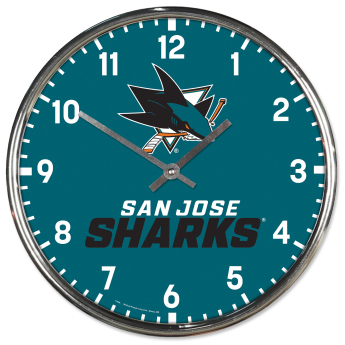 San Jose Sharks nástěnné hodiny Chrome