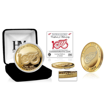 Sběratelská Pamětní mince Detroit Red Wings NHL 100th Anniversary Gold Coin
